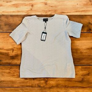 Emporio Armani White Fitted Ribbed Short Sleeve Tee